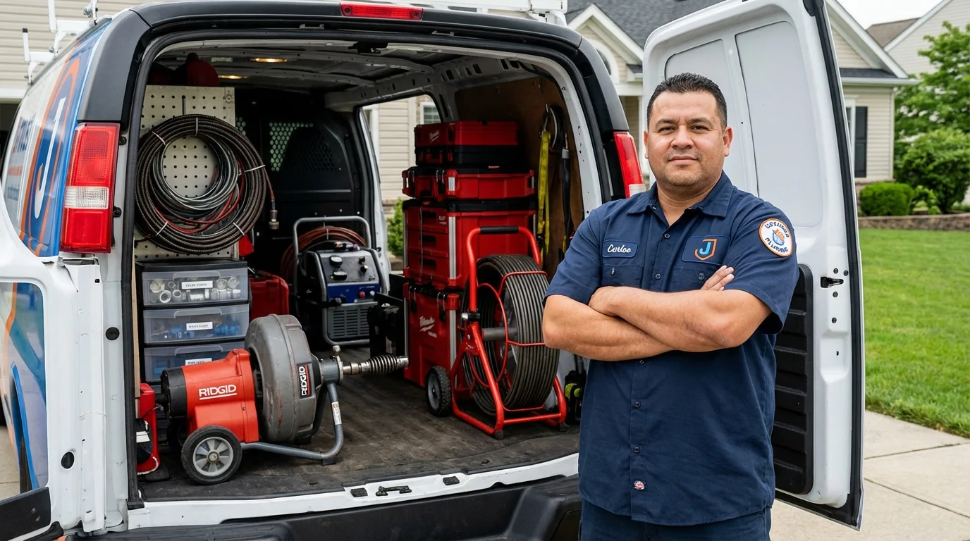 Professional drain cleaning equipment and Johns Plumbing LLC plumber in Many Farms
